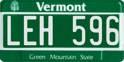 VT license plate LEH596
