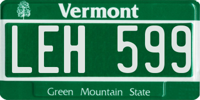 VT license plate LEH599