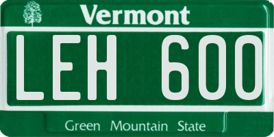 VT license plate LEH600