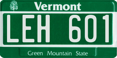 VT license plate LEH601