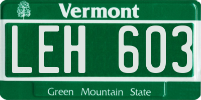 VT license plate LEH603