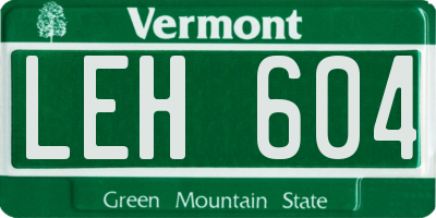 VT license plate LEH604