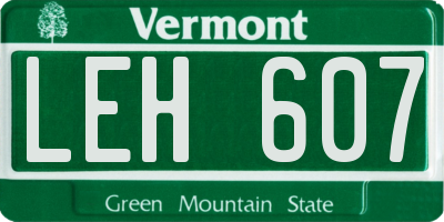VT license plate LEH607