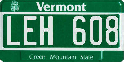 VT license plate LEH608
