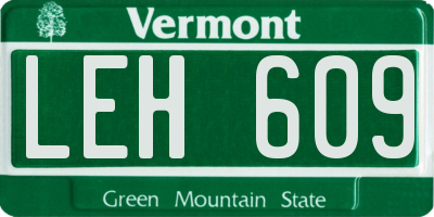 VT license plate LEH609