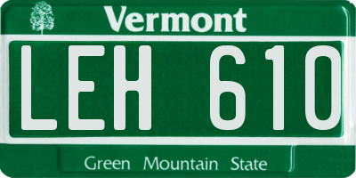 VT license plate LEH610