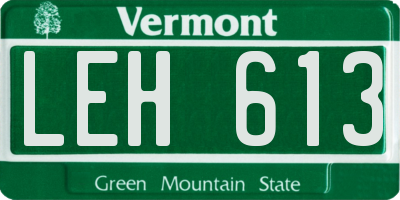 VT license plate LEH613