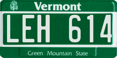 VT license plate LEH614