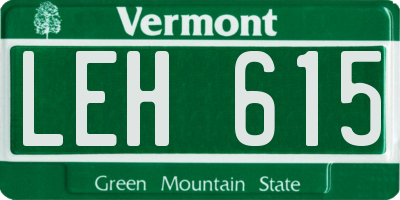 VT license plate LEH615