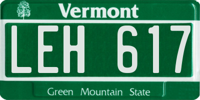 VT license plate LEH617