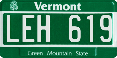 VT license plate LEH619
