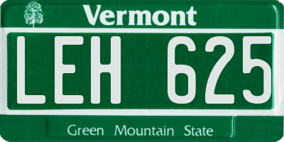 VT license plate LEH625