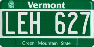 VT license plate LEH627