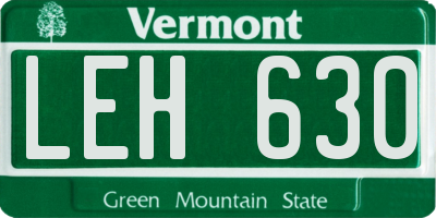 VT license plate LEH630
