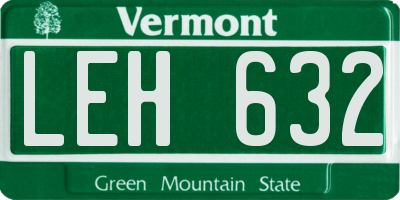 VT license plate LEH632
