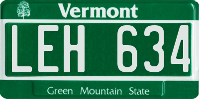 VT license plate LEH634