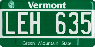 VT license plate LEH635