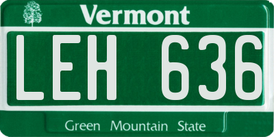 VT license plate LEH636