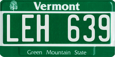 VT license plate LEH639