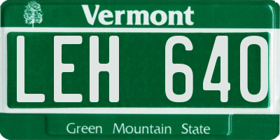 VT license plate LEH640