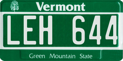 VT license plate LEH644