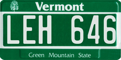 VT license plate LEH646