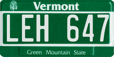 VT license plate LEH647