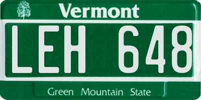 VT license plate LEH648