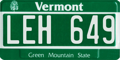 VT license plate LEH649