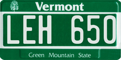 VT license plate LEH650