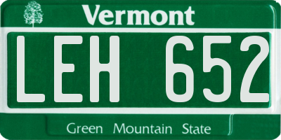 VT license plate LEH652