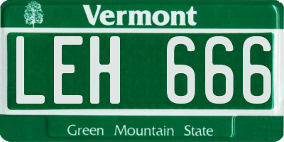 VT license plate LEH666