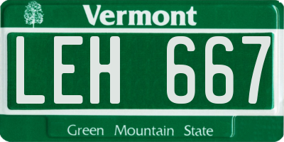VT license plate LEH667