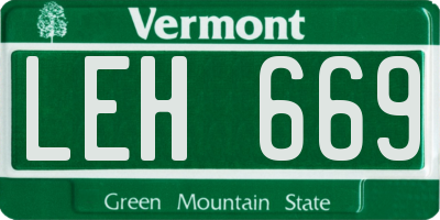 VT license plate LEH669