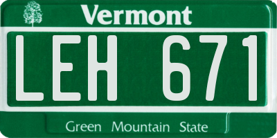VT license plate LEH671