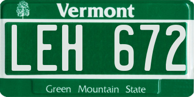 VT license plate LEH672