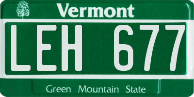 VT license plate LEH677
