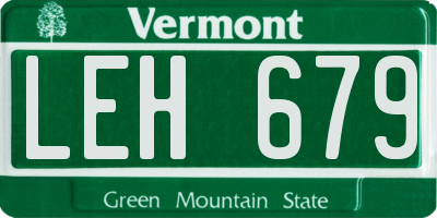 VT license plate LEH679