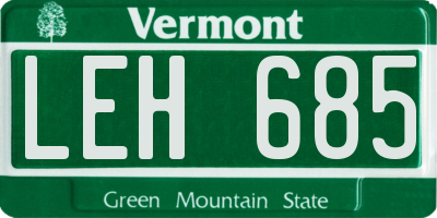 VT license plate LEH685