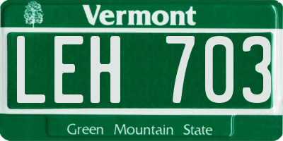 VT license plate LEH703