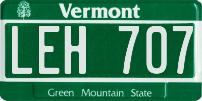 VT license plate LEH707