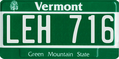 VT license plate LEH716