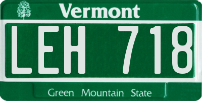 VT license plate LEH718