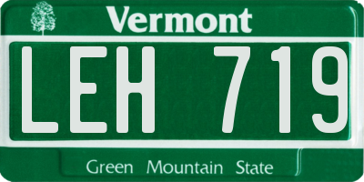 VT license plate LEH719