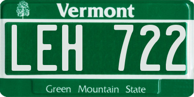 VT license plate LEH722
