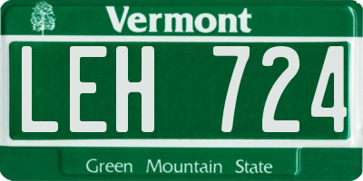 VT license plate LEH724