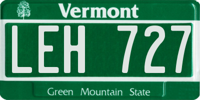 VT license plate LEH727
