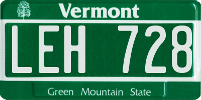 VT license plate LEH728