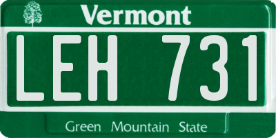 VT license plate LEH731