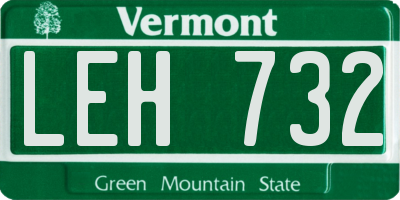 VT license plate LEH732